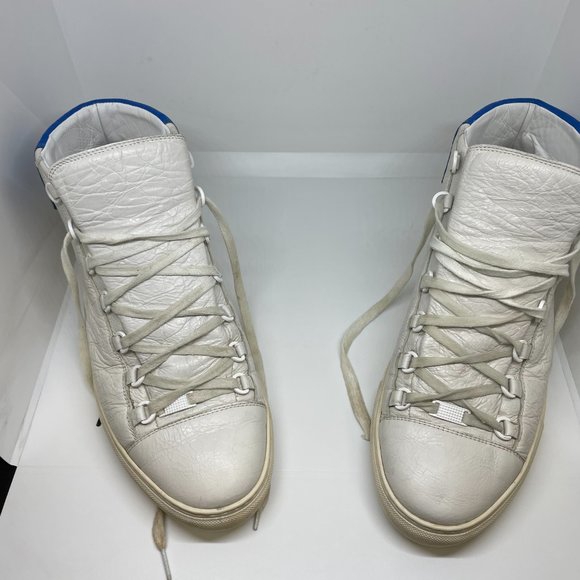 Balenciaga Arena Highs - Blanc / Bleu  Men's Sneakers - Picture 2 of 14